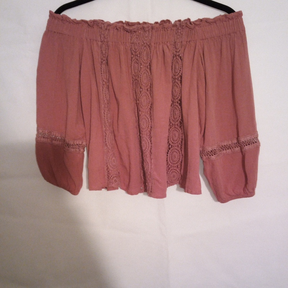 American Eagle Outfitters Pink Crochet Top